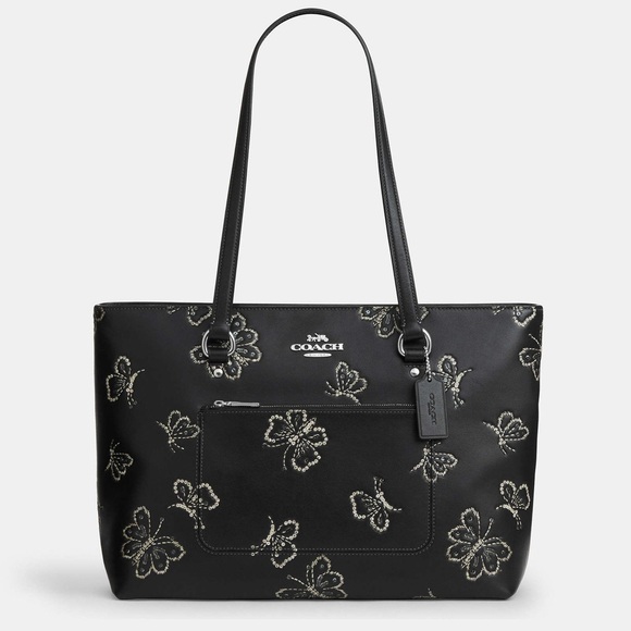 Coach Handbags - NWT Coach Station Tote Bag With Butterfly Print Silver Black CCK87 in Leather